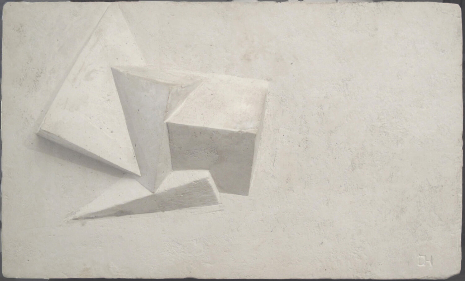 Formas (c.1960) Gonzalo Chillida. 15,5x24x2,8 cm /15,3x26x2,8 cm. Yeso. Col.particular